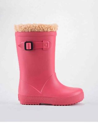 Warm Lining Polyvinyl Chloride Childrens Rain Boots With Side Buckle Trims