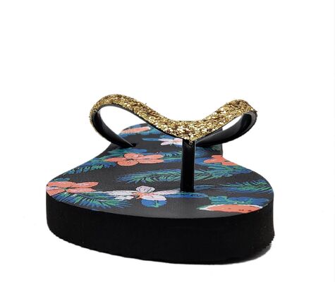 Glitter Uppers Floral Print Women's Flip Flops Shoes Sandals OEM Brand