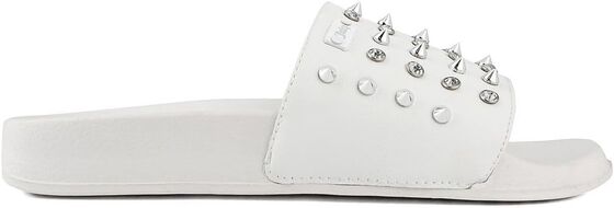 Summer Women's Slides Pool Mule Sandals Metal Rivets Beaded Slip On Slipper