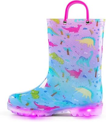 OEM PVC Light Up Childrens Wellington Boots With Handles Streamlined Design