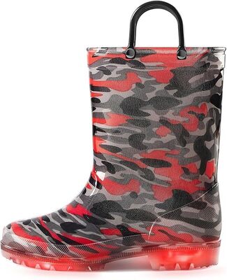 OEM PVC Light Up Childrens Wellington Boots With Handles Streamlined Design