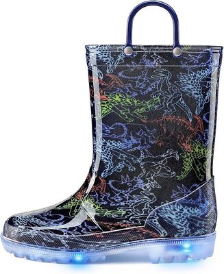 OEM PVC Light Up Childrens Wellington Boots With Handles Streamlined Design
