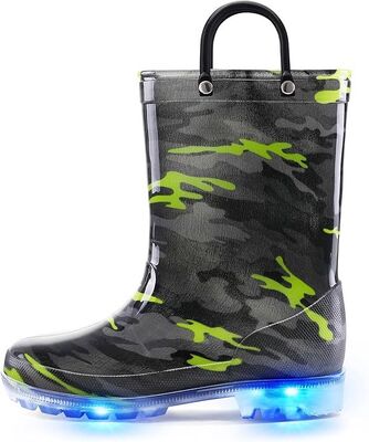 OEM PVC Light Up Childrens Wellington Boots With Handles Streamlined Design