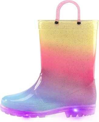 Functional Pvc Light Up Kids Rain Boots With Handles OEM Logo Size