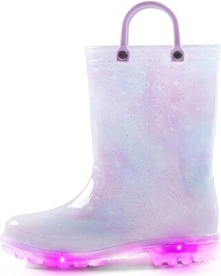 Functional Pvc Light Up Kids Rain Boots With Handles OEM Logo Size