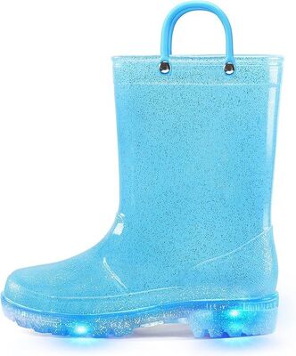 Functional Pvc Light Up Kids Rain Boots With Handles OEM Logo Size