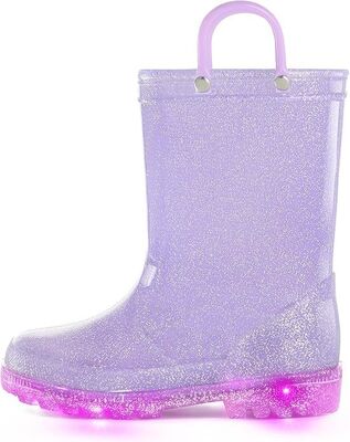Functional Pvc Light Up Kids Rain Boots With Handles OEM Logo Size