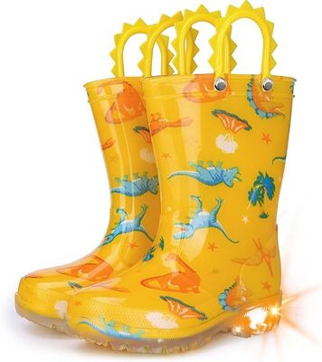 Cute Design Light Up Kids Rain Boots With Handles Boys And Girls Wellies