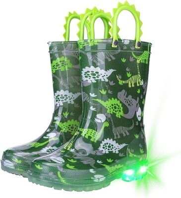Cute Design Light Up Kids Rain Boots With Handles Boys And Girls Wellies