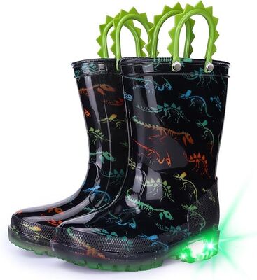 Cute Design Light Up Kids Rain Boots With Handles Boys And Girls Wellies