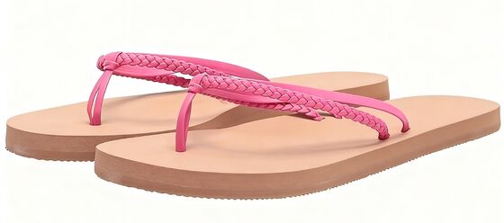 Solid Sock 15mm EVA Fitflop Womens Slippers Pool Flip Flops With Plaited PU Upper