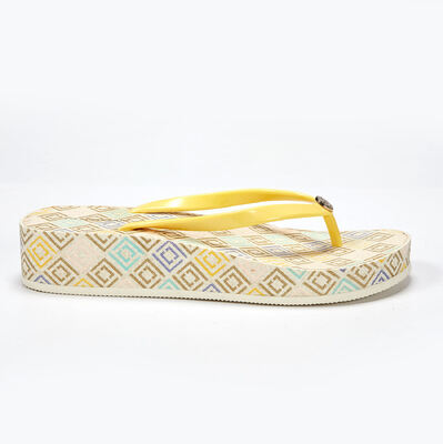 Outdoor Use Women Wedge Flip Flop Wrapped Up Print Ladies Summer Sandals