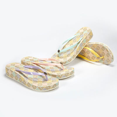 Outdoor Use Women Wedge Flip Flop Wrapped Up Print Ladies Summer Sandals