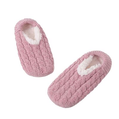 Custom Logo Women's Indoor Slippers With Faux Fur Lined And Warm Knitted Upper