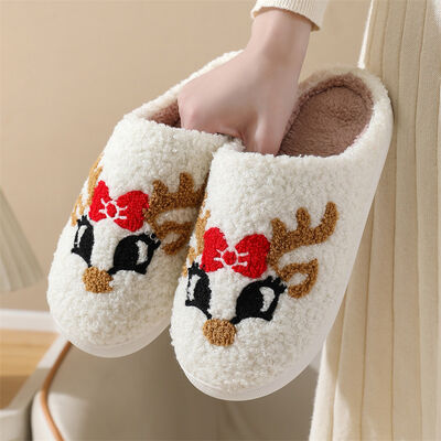 Indoor Comfortable Warm Christmas Ladies Slippers With Closed Toe Silhouette