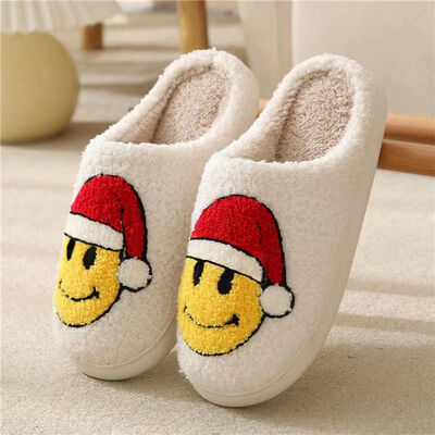 Indoor Comfortable Warm Christmas Ladies Slippers With Closed Toe Silhouette