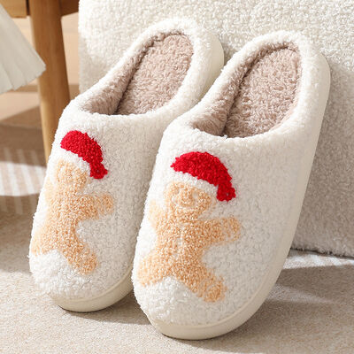 Indoor Comfortable Warm Christmas Ladies Slippers With Closed Toe Silhouette