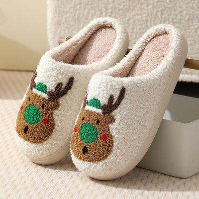 Indoor Comfortable Warm Christmas Ladies Slippers With Closed Toe Silhouette