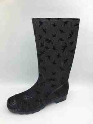 Women Pvc Slip On Tall Rain Boots Chelsea Wellington Style Ladies Ankle Gumboots