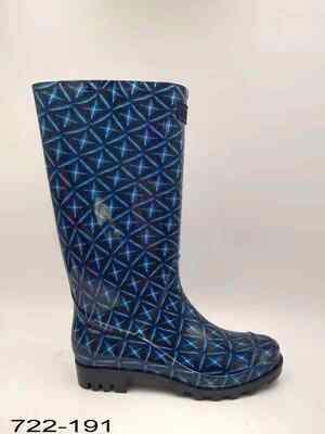 Women Pvc Slip On Tall Rain Boots Chelsea Wellington Style Ladies Ankle Gumboots