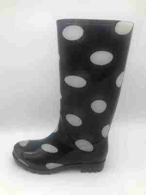 Women Pvc Slip On Tall Rain Boots Chelsea Wellington Style Ladies Ankle Gumboots