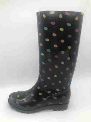 Women Pvc Slip On Tall Rain Boots Chelsea Wellington Style Ladies Ankle Gumboots