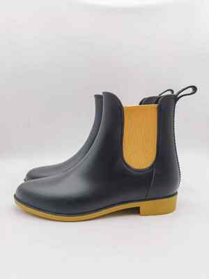 Womens Slip On Twin Gusset Rain Boots Matt Finish Ankle Gumboots Euro 36-41