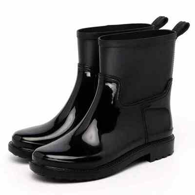 Women's PVC Slip On Rain Boots Double Upper Boots Matt Finish Chelsea Wellington Styles