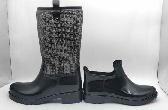 Women's PVC Slip On Rain Boots Double Upper Boots Matt Finish Chelsea Wellington Styles