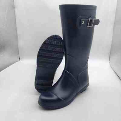 Ladies Pvc Tall Garden Boots Waterproof Rain Boots With Solid Pvc Upper Buckled Trims