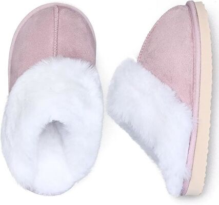 Fur Lined Warm Slippers With Memory Foam Kids Indoor Slippers with Breathable Faux Fur Lining and Odor Prevention