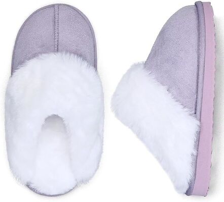 Fur Lined Warm Slippers With Memory Foam Kids Indoor Slippers with Breathable Faux Fur Lining and Odor Prevention