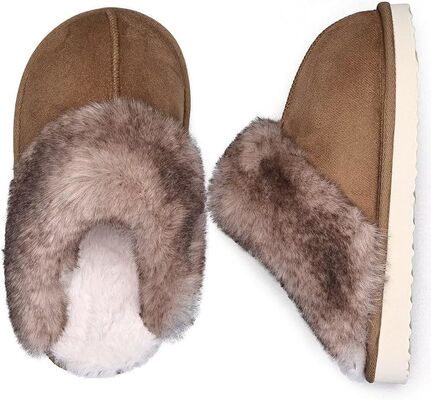 Fur Lined Warm Slippers With Memory Foam Kids Indoor Slippers with Breathable Faux Fur Lining and Odor Prevention