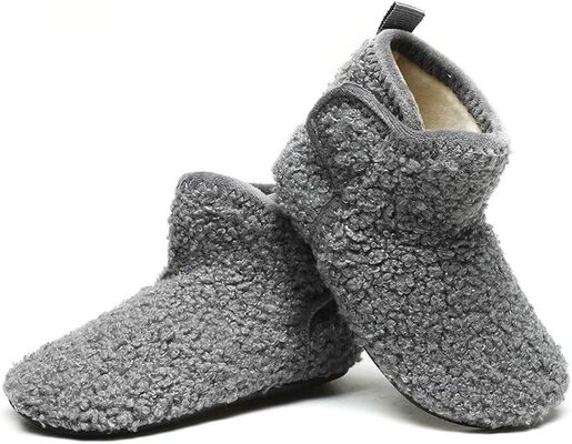 Kids Indoor Slippers Booties with Breathable Faux Fur Lining and Memory Foam
