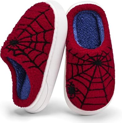 Kids Boys Indoor Slippers with Breathable Faux Fur Lining with Fun Designs