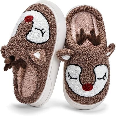 Kids Boys Indoor Slippers with Breathable Faux Fur Lining with Fun Designs