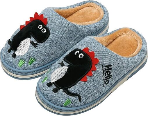 Fun DIno Featured Kids Slippers Warm Faux Fur Lining for Winter Comfort