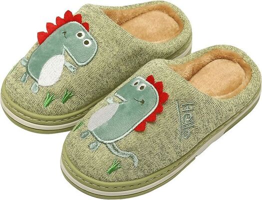 Fun DIno Featured Kids Slippers Warm Faux Fur Lining for Winter Comfort