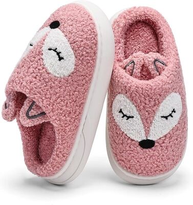 Fun Designs Anti Slip Kids Indoor Slippers With Breathable Faux Fur Lining