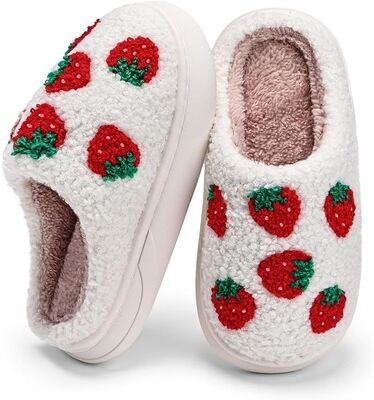 Fun Designs Anti Slip Kids Indoor Slippers With Breathable Faux Fur Lining