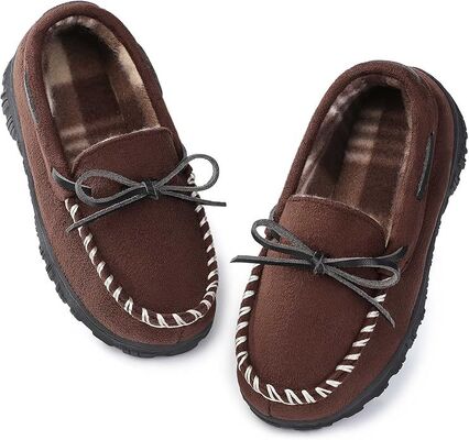 OEM Fashionable Girls Styles Indoor Moccasins With Bow Trims And Warm Fur LIned