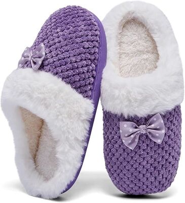 Anti Slip Design Indoor Childrens Bedroom Slippers With Knitted Upper OEM Logo
