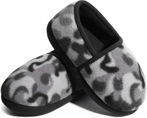 Faux Fur Lining Boys Kids Indoor Slippers Camouflage Style With Printed Upper