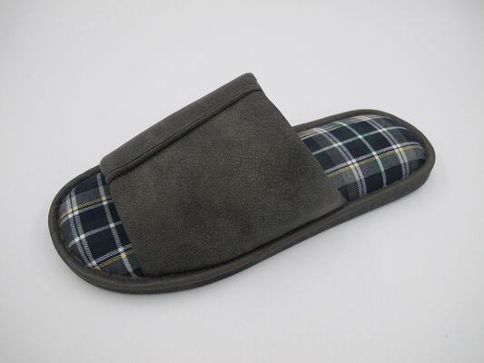 Custom Logo Bedroom Mens House Slippers With Warm Faux Fur Lined