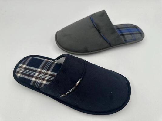 Custom Logo Bedroom Mens House Slippers With Warm Faux Fur Lined