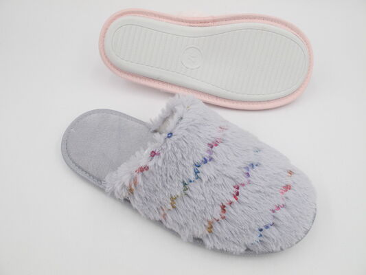 All Seasons Faux Fur Lined  Anti Slip Womens House Slippers With Different Materials