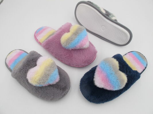 Warm Comfortable Womens House Slippers With Trims On Top Memory Foam Sock