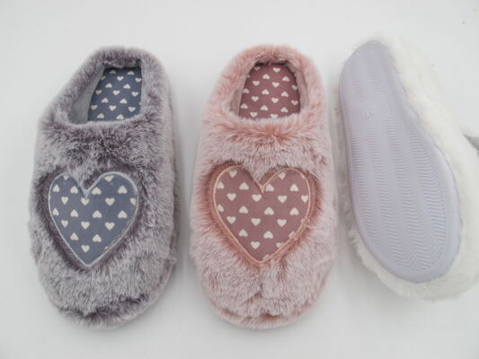 Warm Comfortable Womens House Slippers With Trims On Top Memory Foam Sock