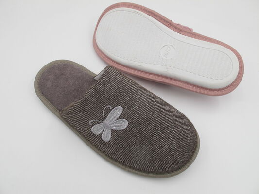 Anti Slip Womens House Slippers With Bow Trims Comfortable Feeling