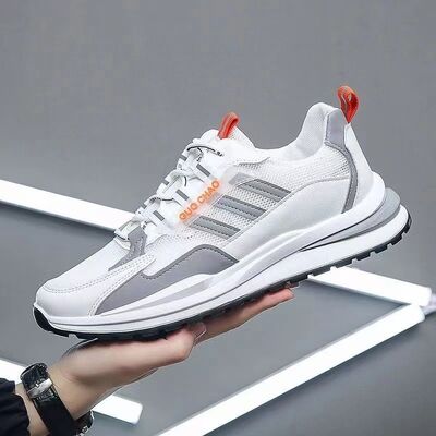 Mens Walking Sneakers with Breathable Mesh Upper and Anti Slip Outsole for Casual Wear with PVC Sole
